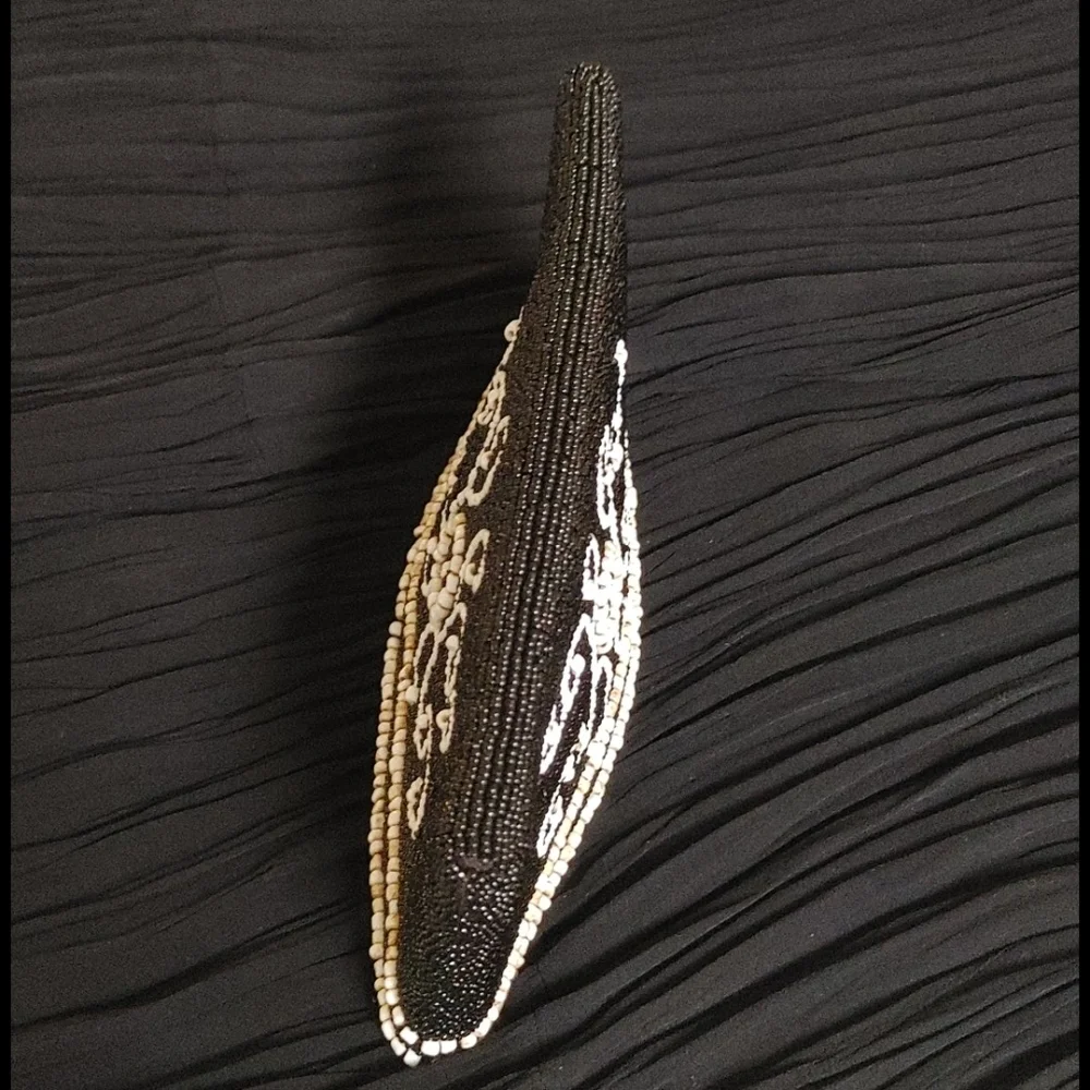 Vintage Beaded Black & Ivory Clutch